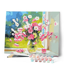 Carica l'immagine nel visualizzatore di Gallery, Dipingere con i numeri - Vaso di fiori rosa e bianchi Figured'Art