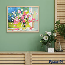Carica l'immagine nel visualizzatore di Gallery, Dipingere con i numeri - Vaso di fiori rosa e bianchi