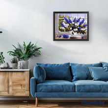 Carica l'immagine nel visualizzatore di Gallery, Dipingere con i numeri - Vaso di fiori blu e bianchi