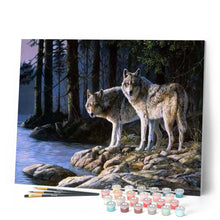 Carica l'immagine nel visualizzatore di Gallery, Dipingere con i numeri - Lupi Nella Foresta Figured'Art