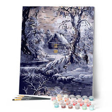 Carica l'immagine nel visualizzatore di Gallery, Dipingere con i numeri - RIfugio vicino al torrente in inverno Figured'Art