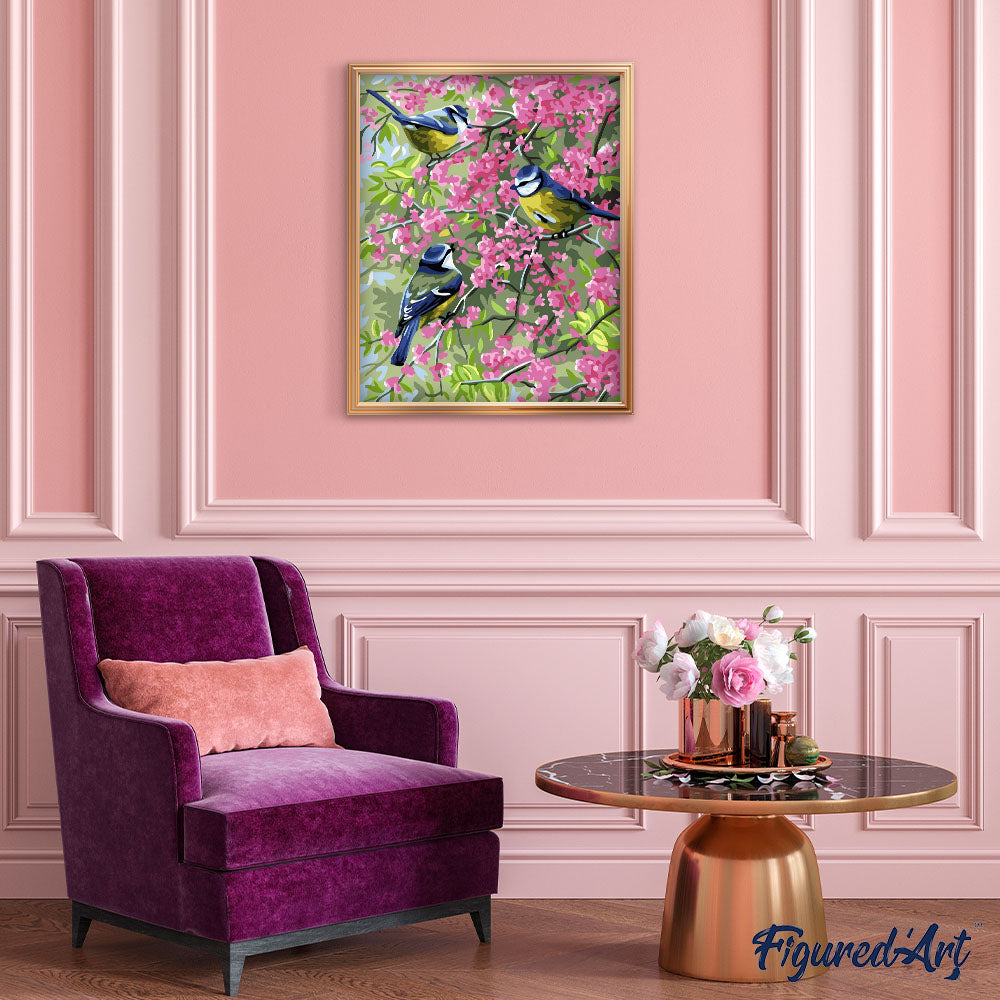 YEESAM ART Dipingi Con I Numeri Per Adulti - Kit Tela Fenicottero E Fiori 50x40 Cm - Colori Acrilici E Pennelli Inclusi - Regalo Creativo