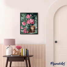 Carica l'immagine nel visualizzatore di Gallery, Dipingere con i numeri - Mazzo di rose e gatto