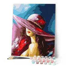 Carica l'immagine nel visualizzatore di Gallery, Dipingere con i numeri - Donna misteriosa con cappello Figured'Art