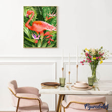 Carica l'immagine nel visualizzatore di Gallery, Dipingere con i numeri - Fenicottero rosa tra le foglie