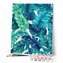 Carica l'immagine nel visualizzatore di Gallery, Dipingere con i numeri - Foglie Verdi Tropicali Figured'Art