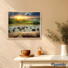 Carica l'immagine nel visualizzatore di Gallery, Dipingere con i numeri - Elefanti Nel Fiume