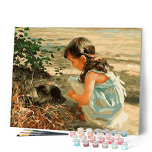 Carica l'immagine nel visualizzatore di Gallery, Dipingere con i numeri - Giovane Ragazza Con Gatto Figured'Art