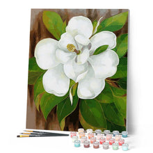 Carica l'immagine nel visualizzatore di Gallery, Dipingere con i numeri - Fiore Bianco E Foglie Verdi Figured'Art