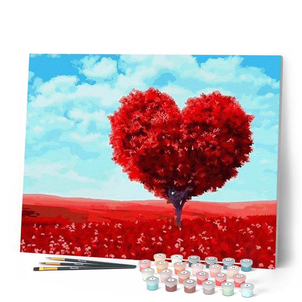 Quadro Stampa su tela - Arte Albero, Rosso, Arancione, Azzurro, Stile