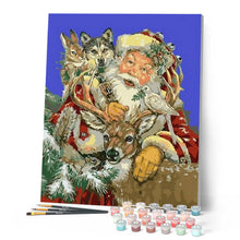 Carica l'immagine nel visualizzatore di Gallery, Dipingere con i numeri - Babbo Natale Con Alcuni Animali Figured'Art