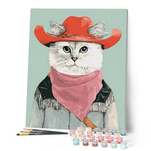 Carica l'immagine nel visualizzatore di Gallery, Dipingere con i numeri - Gatto Con Cappello Rosso Figured'Art