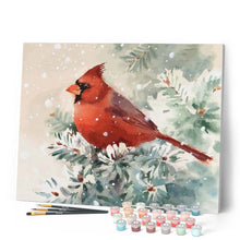 Carica l'immagine nel visualizzatore di Gallery, Dipingere con i numeri - Uccello Rosso Nella Neve Figured'Art