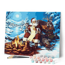 Carica l'immagine nel visualizzatore di Gallery, Dipingere con i numeri - Babbo Natale Si Scalda Al Fuoco Figured'Art