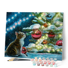 Carica l'immagine nel visualizzatore di Gallery, Dipingere con i numeri - Gatto E Palline Di Natale Figured'Art