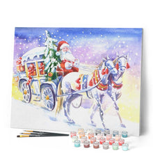 Carica l'immagine nel visualizzatore di Gallery, Dipingere con i numeri - Carrozza Trainata Da Cavalli E Babbo Natale Figured'Art