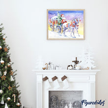 Carica l'immagine nel visualizzatore di Gallery, Dipingere con i numeri - Carrozza Trainata Da Cavalli E Babbo Natale