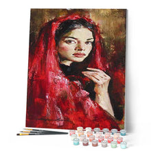 Carica l'immagine nel visualizzatore di Gallery, Dipingere con i numeri - Donna Con Velo Rosso Figured'Art
