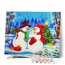 Carica l'immagine nel visualizzatore di Gallery, Dipingere con i numeri - Famiglia Di Pupazzi Di Neve Figured'Art