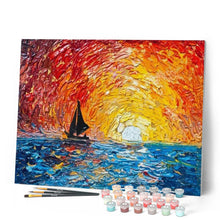 Carica l'immagine nel visualizzatore di Gallery, Dipingere con i numeri - Barca A Vela E Sole Nascente Figured'Art