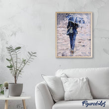 Carica l'immagine nel visualizzatore di Gallery, Dipingere con i numeri - Donna Vestita Di Blu Sotto Un Ombrello