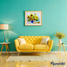 Carica l'immagine nel visualizzatore di Gallery, Dipingere con i numeri - Girasoli In Un Vaso Blu E Frutti
