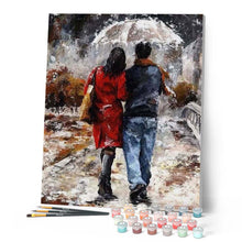 Carica l'immagine nel visualizzatore di Gallery, Dipingere con i numeri - Coppia Che Cammina Sotto La Pioggia Figured'Art