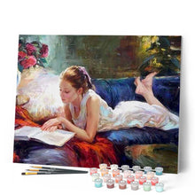 Carica l'immagine nel visualizzatore di Gallery, Dipingere con i numeri - Giovane donna che legge Figured'Art