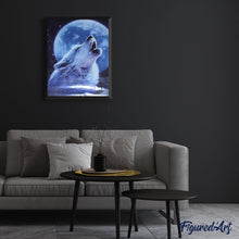 Carica l'immagine nel visualizzatore di Gallery, Dipingere con i numeri - Lupo che ulula alla luna