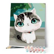 Carica l'immagine nel visualizzatore di Gallery, Dipingere con i numeri - Gatto Con Gli Occhi Azzurri Figured'Art