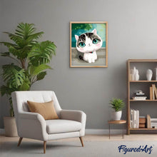 Carica l'immagine nel visualizzatore di Gallery, Dipingere con i numeri - Gatto Con Gli Occhi Azzurri