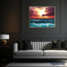 Carica l'immagine nel visualizzatore di Gallery, Dipingere con i numeri - Raggi di luce s'un mare in tempesta