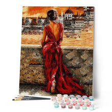 Carica l'immagine nel visualizzatore di Gallery, Dipingere con i numeri - Bella Donna In Abito Rosso Figured'Art