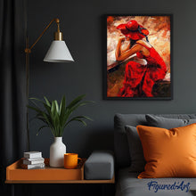 Carica l'immagine nel visualizzatore di Gallery, Dipingere con i numeri - Donna Che Indossa Un Abito Rosso E Un Cappello