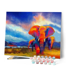 Carica l'immagine nel visualizzatore di Gallery, Dipingere con i numeri - Elefanti Che Camminano Acquerello Figured'Art