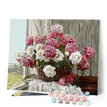 Carica l'immagine nel visualizzatore di Gallery, Dipingere con i numeri - Peonie Rosa E Bianche Figured'Art