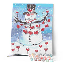 Carica l'immagine nel visualizzatore di Gallery, Dipingere con i numeri - Pupazzo Di Neve E Cuori Rossi Figured'Art