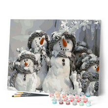 Carica l'immagine nel visualizzatore di Gallery, Dipingere con i numeri - Quattro Pupazzi Di Neve Di Natale Figured'Art