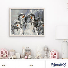 Carica l'immagine nel visualizzatore di Gallery, Dipingere con i numeri - Quattro Pupazzi Di Neve Di Natale