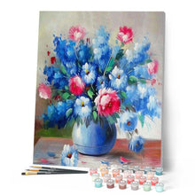 Carica l'immagine nel visualizzatore di Gallery, Dipingere con i numeri - Fiori Blu E Rossi Figured'Art