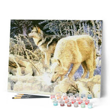 Carica l'immagine nel visualizzatore di Gallery, Dipingere con i numeri - Coppia Di Lupi Bianchi Figured'Art