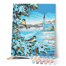 Carica l'immagine nel visualizzatore di Gallery, Dipingere con i numeri - Due Uccelli Nella Neve Figured'Art