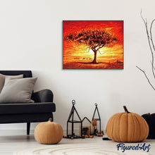 Carica l'immagine nel visualizzatore di Gallery, Dipingere con i numeri - Tramonto Ed Elefanti