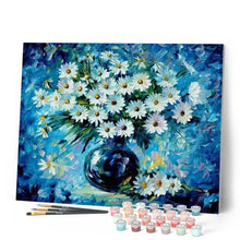 Carica l'immagine nel visualizzatore di Gallery, Dipingere con i numeri - Margherite E Vaso Blu Figured'Art
