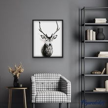 Carica l'immagine nel visualizzatore di Gallery, Dipingere con i numeri - Testa Di Cervo In Bianco E Nero
