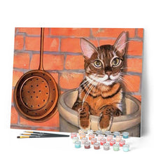 Carica l'immagine nel visualizzatore di Gallery, Dipingere con i numeri - Gatto Che Gioca In Cucina Figured'Art