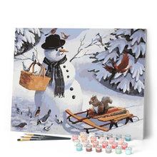 Carica l'immagine nel visualizzatore di Gallery, Dipingere con i numeri - Pupazzo Di Neve E Scoiattolo Figured'Art