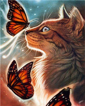 Carica l'immagine nel visualizzatore di Gallery, Dipingere con i numeri - Gatto e farfalle