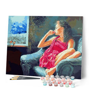 TISHIRON Paint By Numbers - Fienile Rosso Per Adulti, Kit Pittura Con Numeri 40x50cm, Tela, Pennelli E Colori Acrilici Inclusi