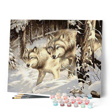 Carica l'immagine nel visualizzatore di Gallery, Dipingere con i numeri - Due Lupi Nella Neve Figured'Art